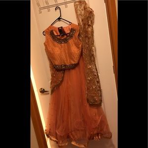 Peach/salmonIndian outfit lehenga choli w/ dupatta